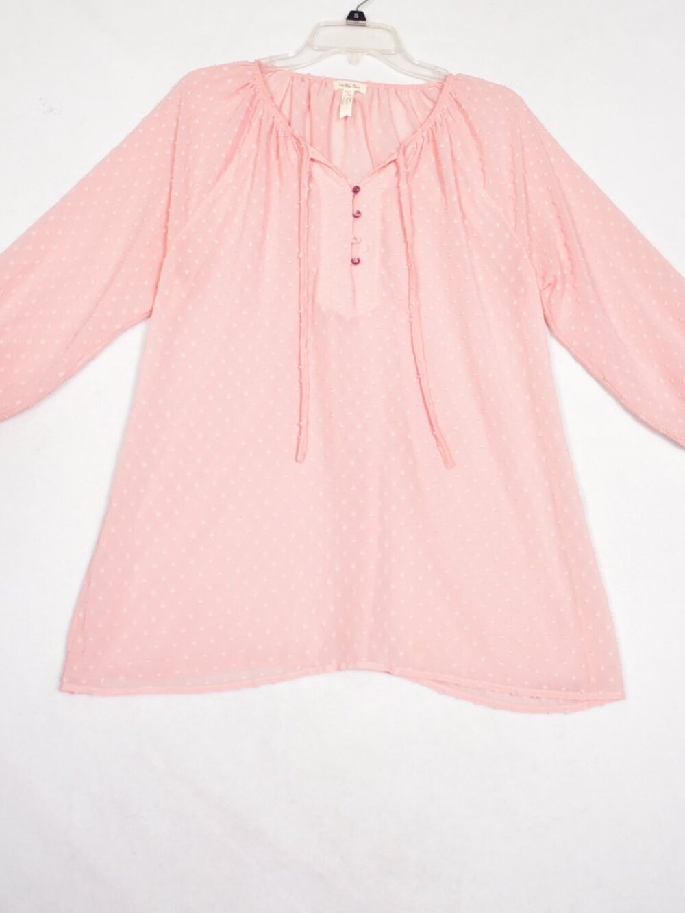 Matilda Jane Blush Swiss Dot Sheer Mae Blouse Size Large Women's Top Shirt